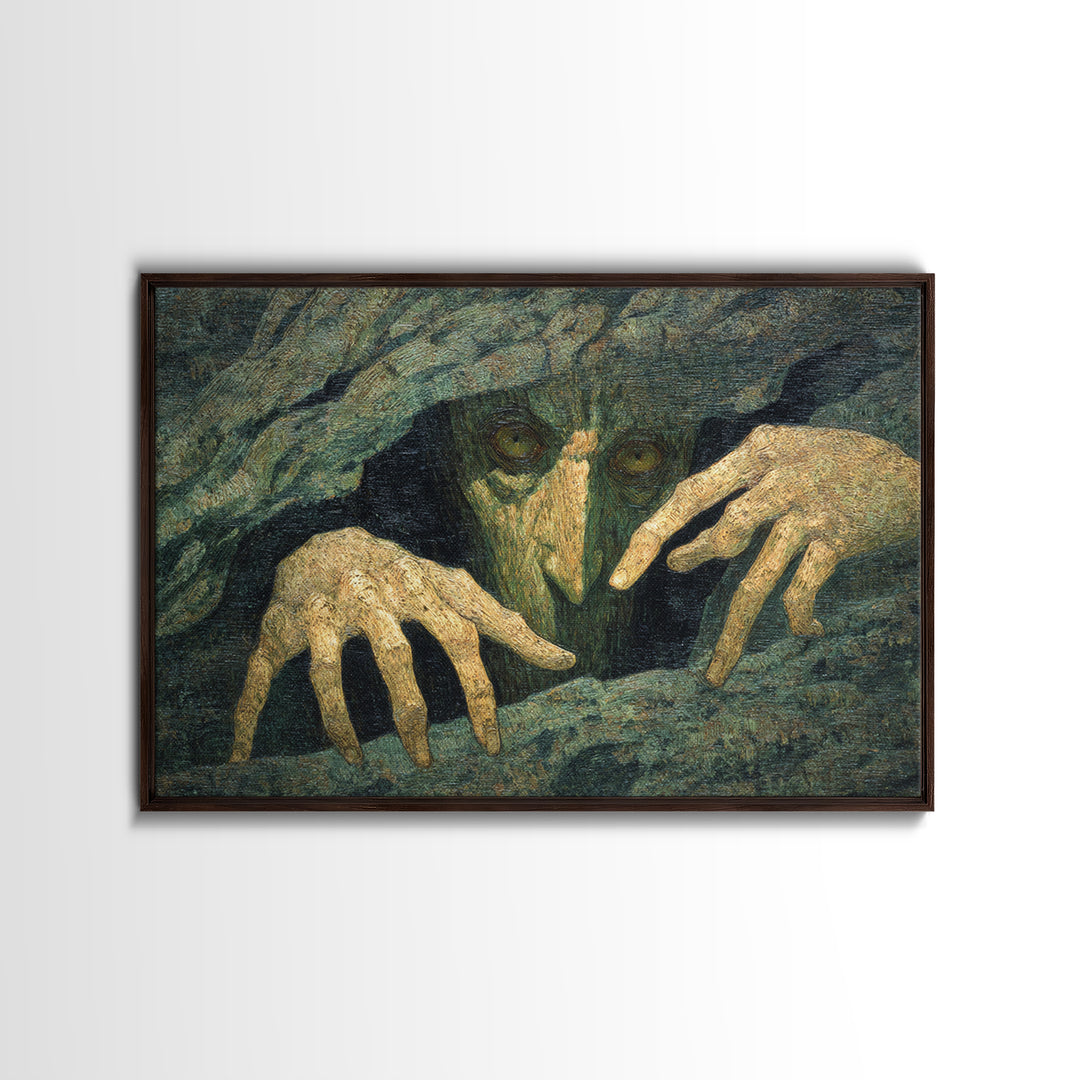 The Hollow-Tree Monster, Dark Symbolist Art, Landscape Wall Art, Dark Fantasy Wall Art, Canvas Print, Halloween Wall Art