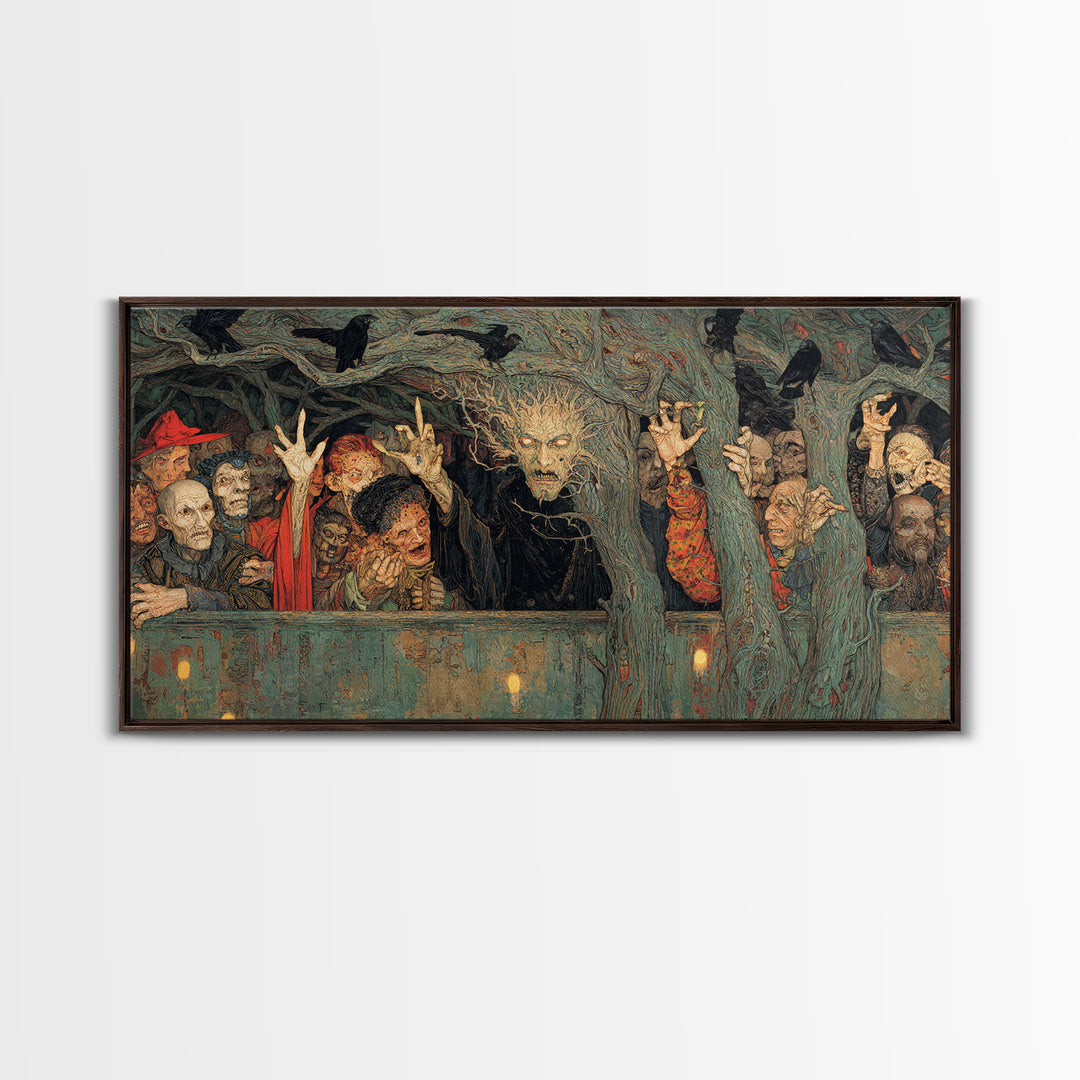 The Hollow-Tree Monster, Grotesque Carnival Art, Wide Panoramic Art, Dark Fantasy Wall Art, Canvas Print, Halloween Wall Art