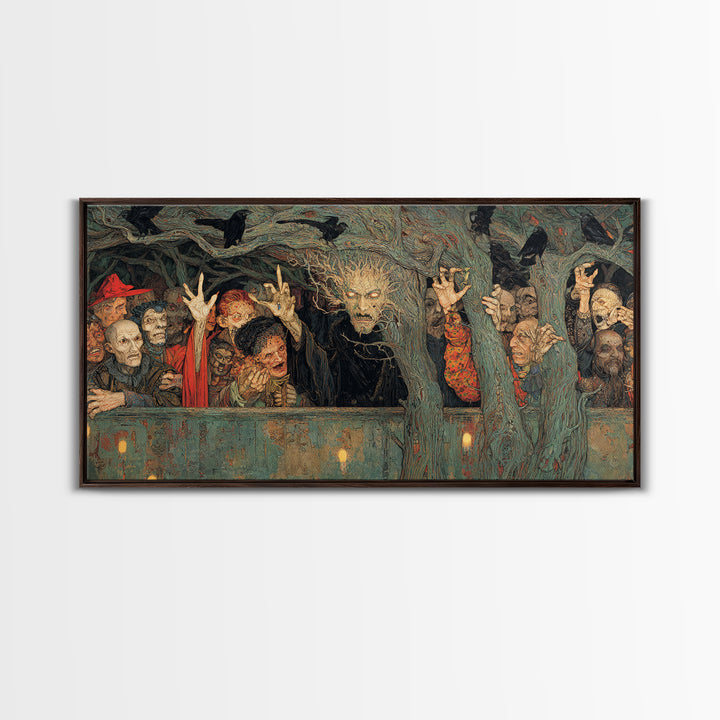 The Hollow-Tree Monster, Grotesque Carnival Art, Wide Panoramic Art, Dark Fantasy Wall Art, Canvas Print, Halloween Wall Art