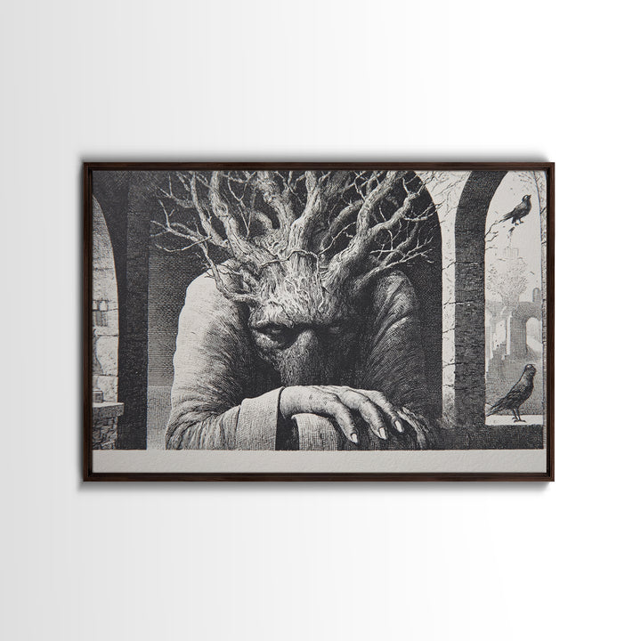 The Hollow-Tree Monster, Victorian Macabre Art, Landscape Wall Art, Macabre Wall Art, Canvas Print, Halloween Wall Art