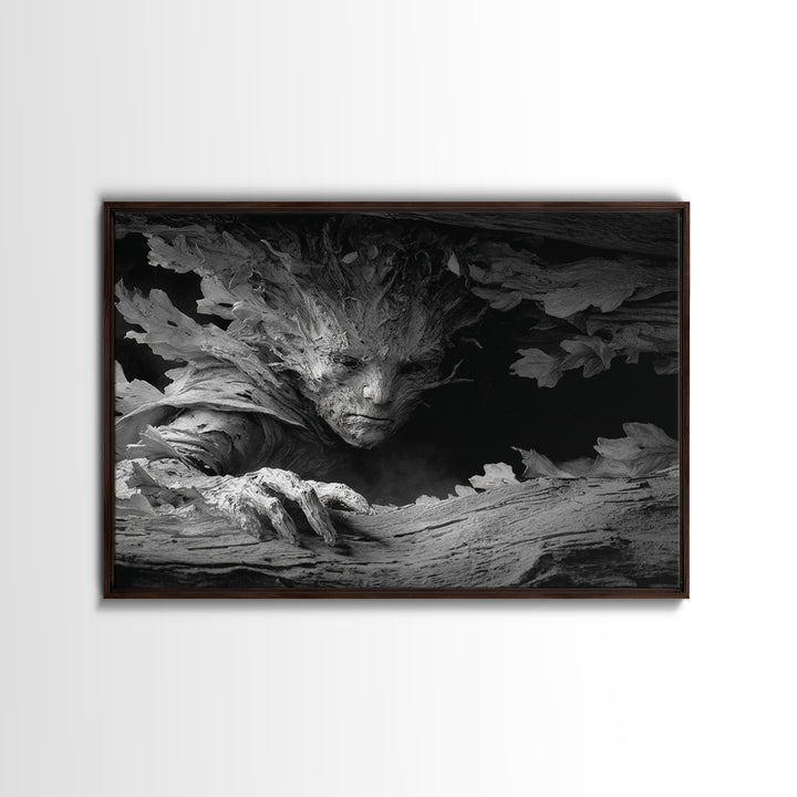 The Hollow-Tree Monster, Biomechanical Horror Art, Landscape Wall Art, Dark Fantasy Wall Art, Canvas Print, Halloween Wall Art