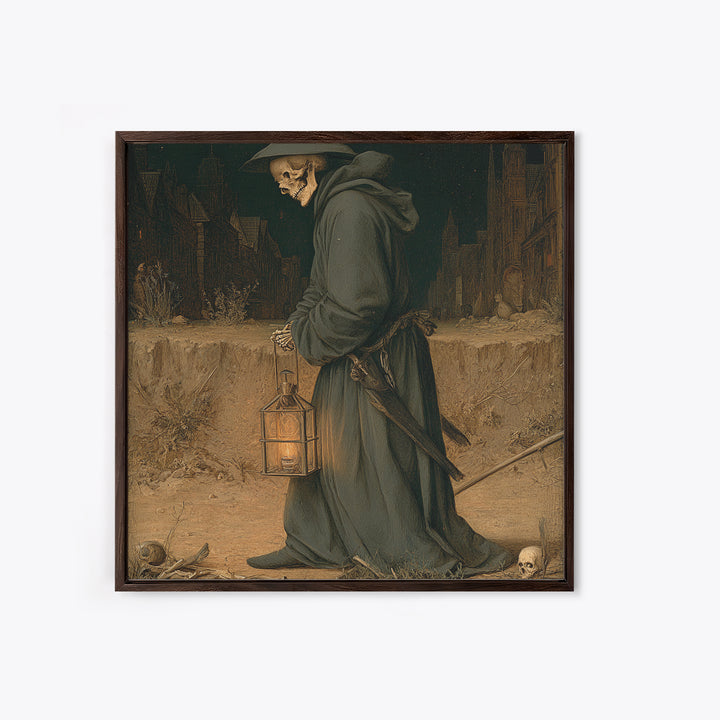 The Crossroads Spirit, Danse Macabre Art, Square Wall Art, Dark Halloween Decor, Framed Canvas Print, Halloween Wall Art