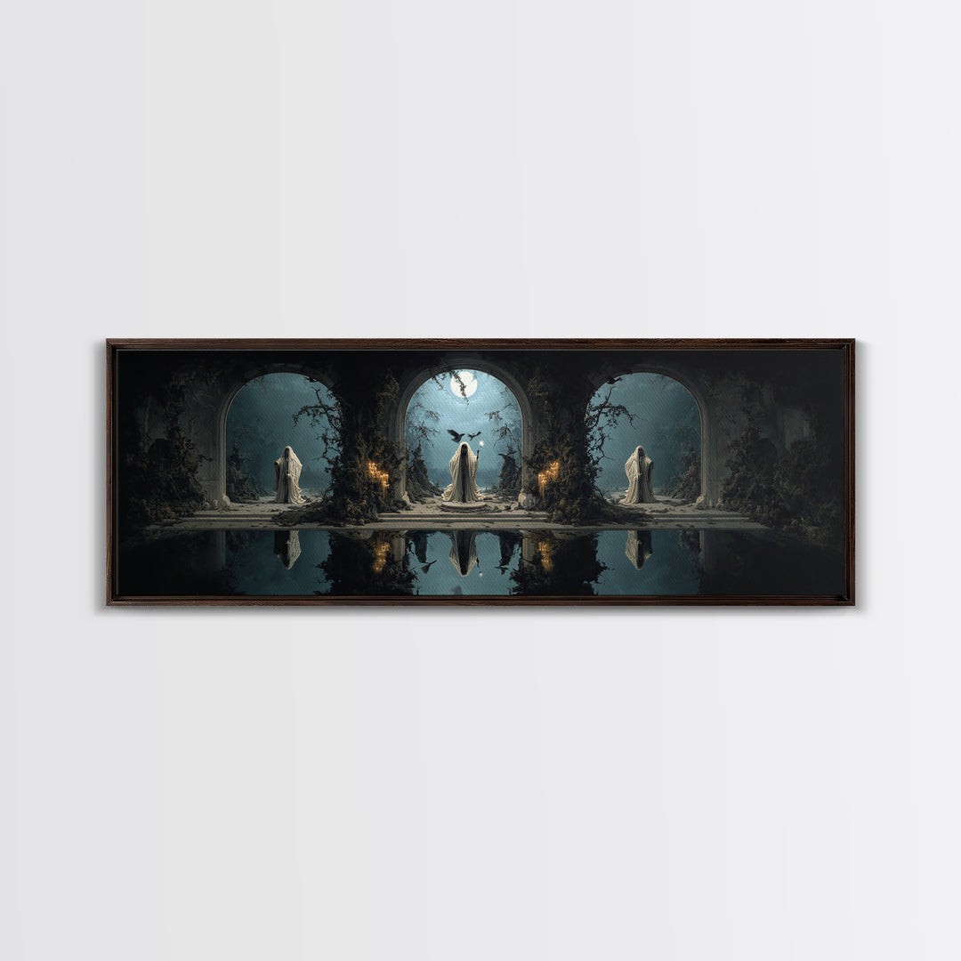 The Crossroads Spirit, Symbolist Gothic Landscape, Extra Wide Wall Art, Dark Fantasy Wall Art, Canvas Print, Halloween Wall Art