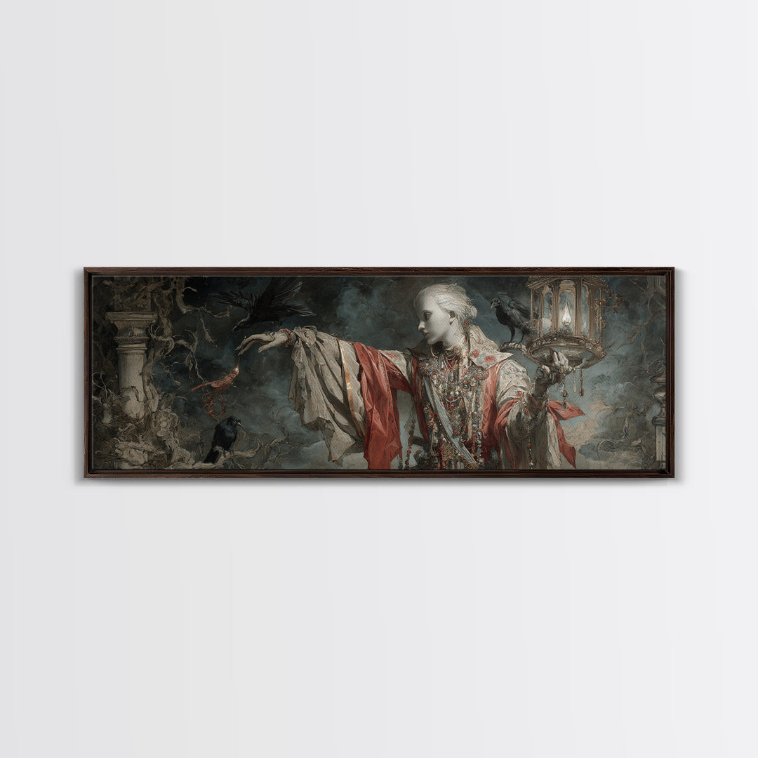 The Crossroads Spirit, Ornate Symbolist Art, Extra Wide Wall Art, Gothic Horror Wall Art, Framed Canvas Print, Halloween Wall Art