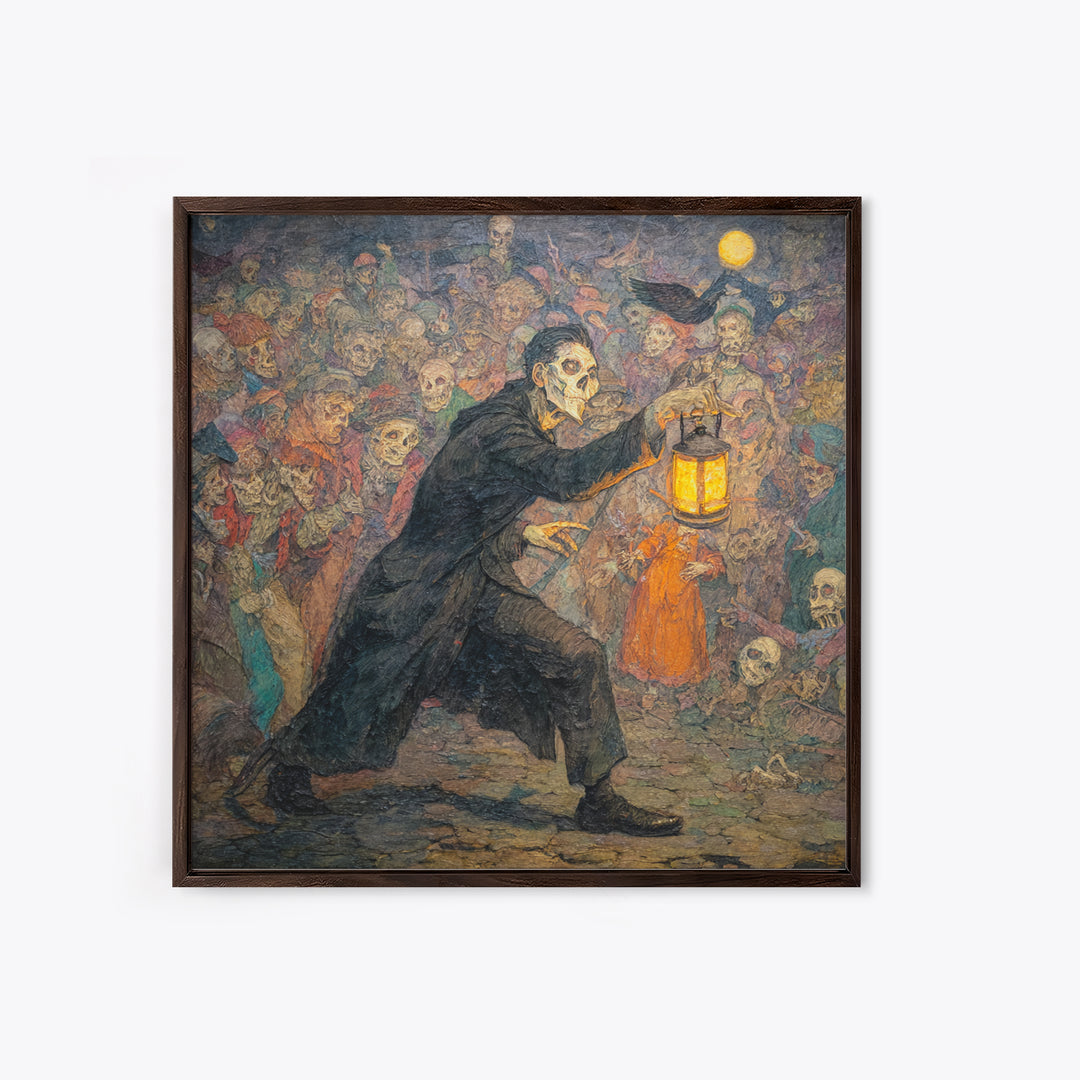 The Crossroads Spirit, Grotesque Carnival Art, Square Wall Art, Dark Halloween Decor, Canvas Print, Halloween Wall Art, Gothic Home Decor