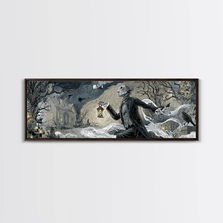 The Crossroads Spirit, Victorian Macabre Art, Extra Wide Wall Art, Macabre Wall Art, Framed Canvas Print, Halloween Wall Art