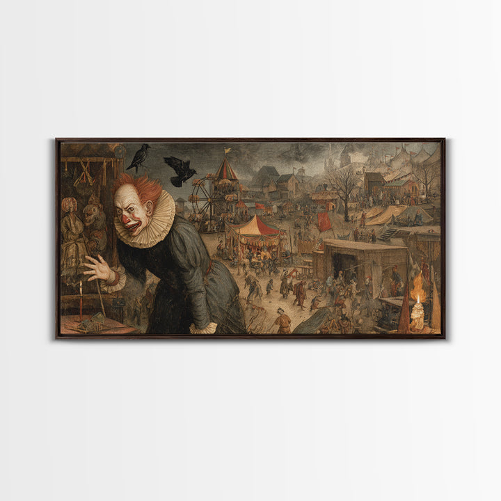 The Abandoned Carnival, Northern Renaissance Horror, Wide Panoramic Art, Dark Halloween Decor, Canvas Print, Halloween Wall Art