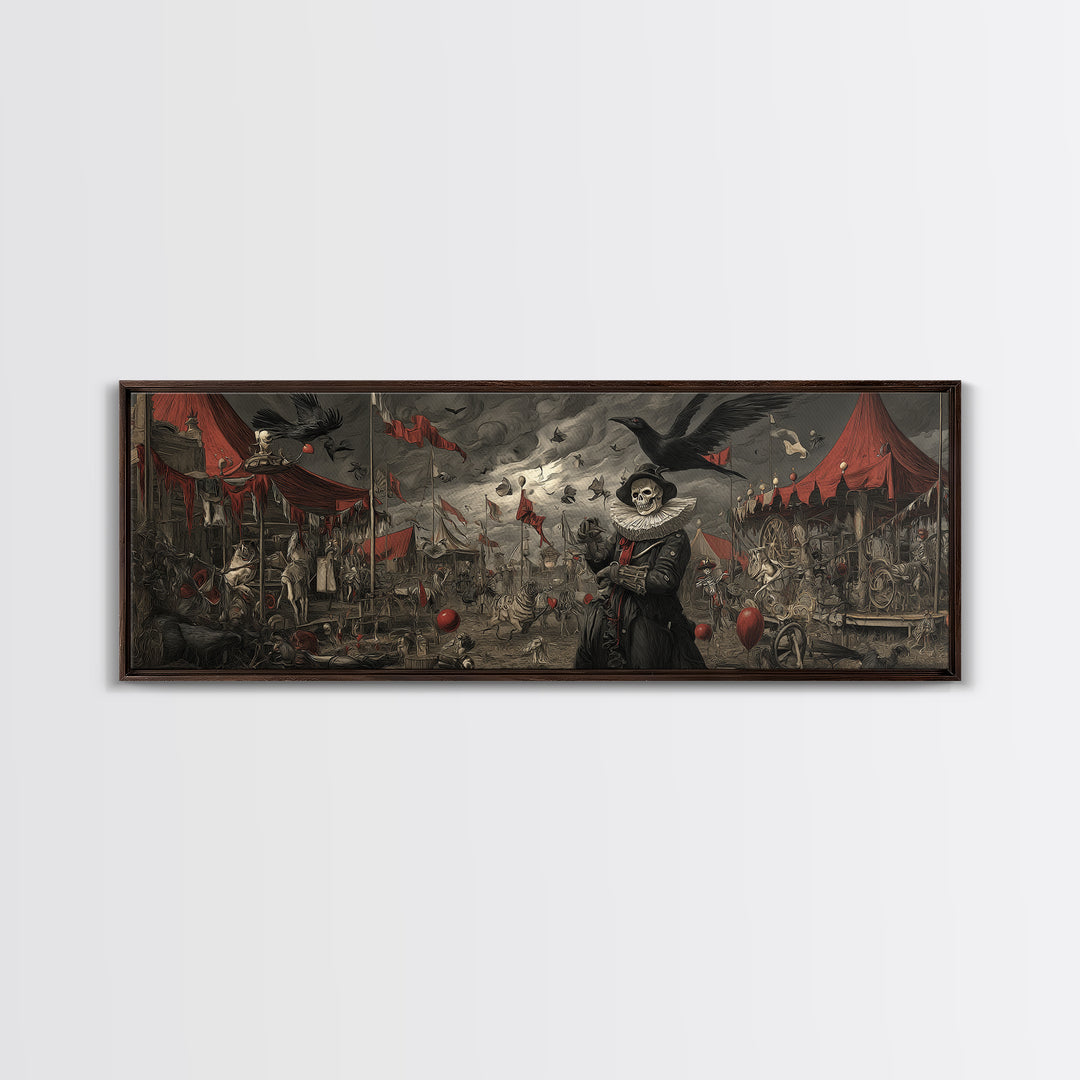 The Abandoned Carnival, Danse Macabre Art, Extra Wide Wall Art, Gothic Horror Wall Art, Canvas Print, Halloween Wall Art