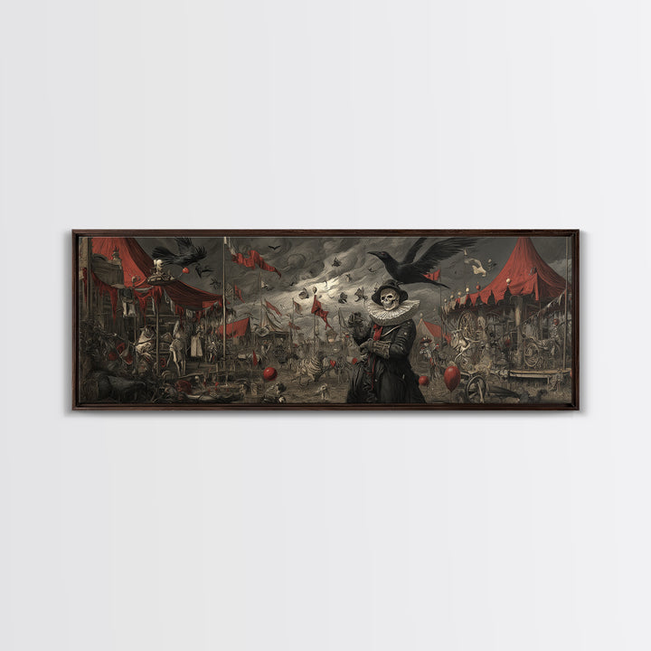 The Abandoned Carnival, Danse Macabre Art, Extra Wide Wall Art, Gothic Horror Wall Art, Canvas Print, Halloween Wall Art