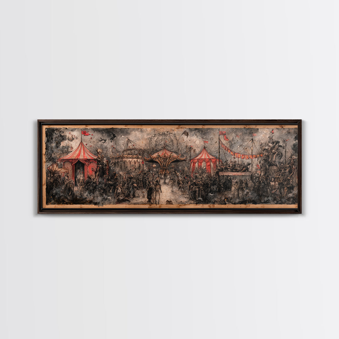 The Abandoned Carnival, Symbolist Dream Art, Extra Wide Wall Art, Gothic Horror Wall Art, Canvas Print, Halloween Wall Art