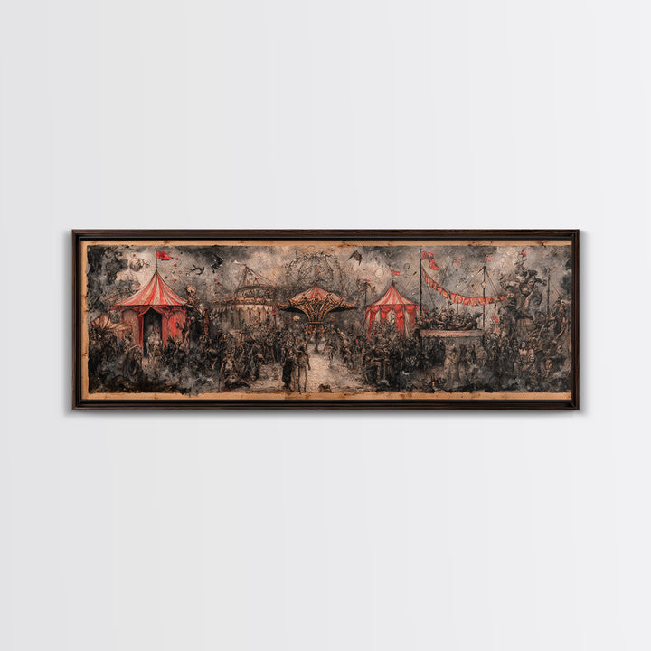 The Abandoned Carnival, Symbolist Dream Art, Extra Wide Wall Art, Gothic Horror Wall Art, Canvas Print, Halloween Wall Art
