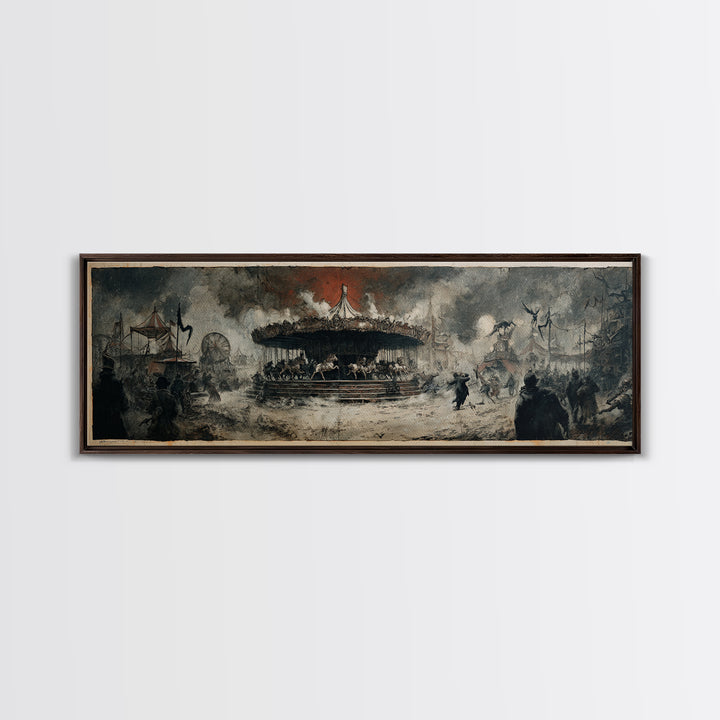 The Abandoned Carnival, Decadent Gothic Art, Extra Wide Wall Art, Dark Fantasy Wall Art, Framed Canvas Print, Halloween Wall Art