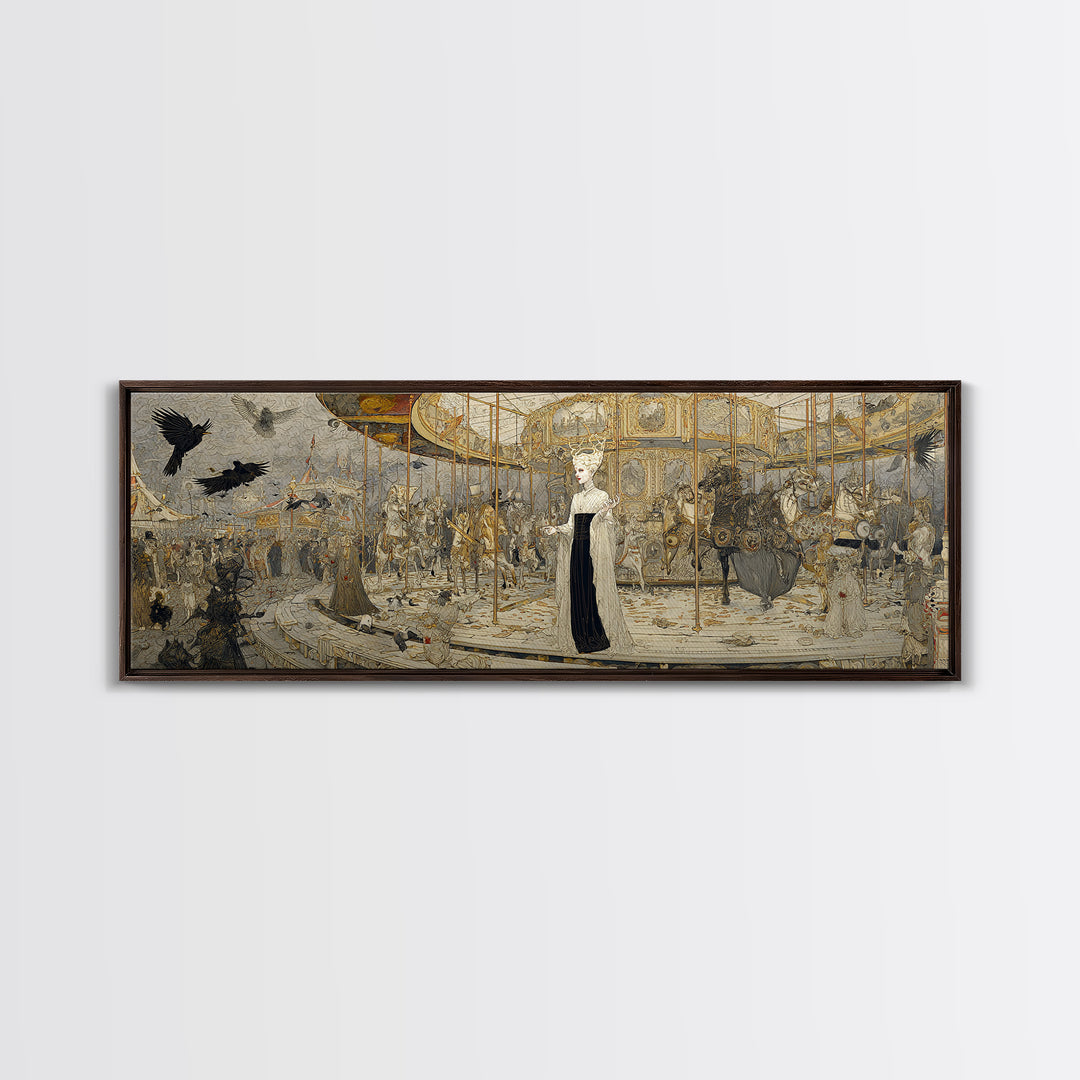 The Abandoned Carnival, Symbolist Death Art, Extra Wide Wall Art, Gothic Horror Wall Art, Framed Canvas Print, Halloween Wall Art