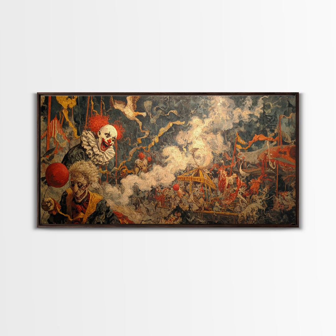 The Abandoned Carnival, Grotesque Carnival Art, Wide Panoramic Art, Dark Fantasy Wall Art, Canvas Print, Halloween Wall Art