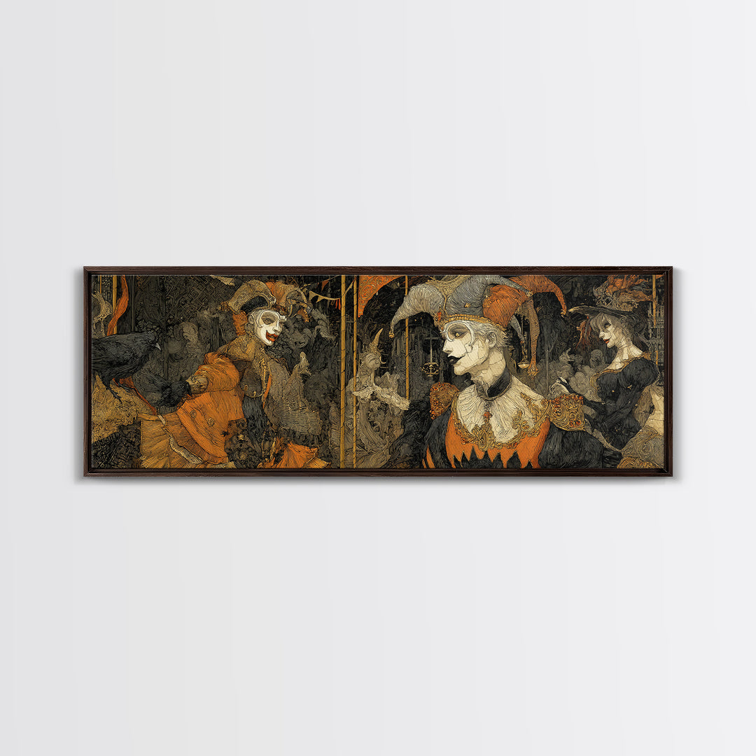 The Abandoned Carnival, Stained Glass Gothic Art, Extra Wide Wall Art, Dark Fantasy Wall Art, Canvas Print, Halloween Wall Art