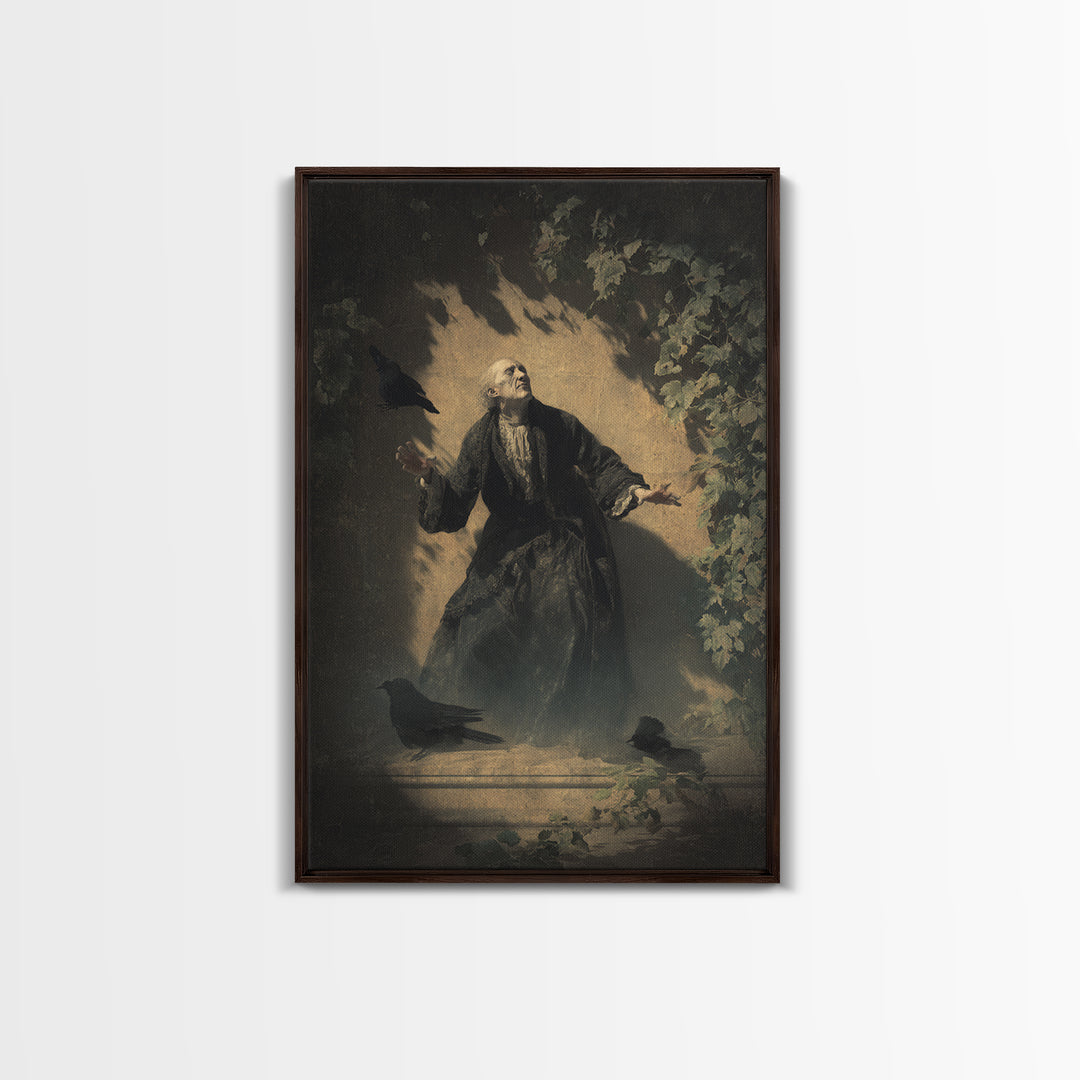 The Haunted Manor, Dark Romantic Horror Art, Vertical Wall Art, Gothic Horror Wall Art, Canvas Print, Halloween Wall Art