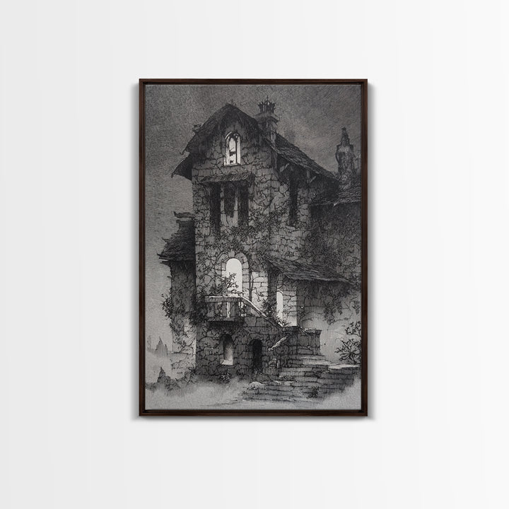 The Haunted Manor, Victorian Macabre Art, Vertical Wall Art, Dark Halloween Decor, Canvas Print, Halloween Wall Art, Macabre Wall Art
