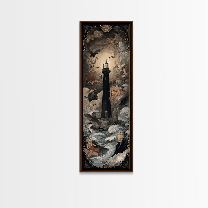 The Cursed Lighthouse, Gothic Nightmare Art, Tall Narrow Wall Art, Gothic Horror Wall Art, Canvas Print, Halloween Wall Art