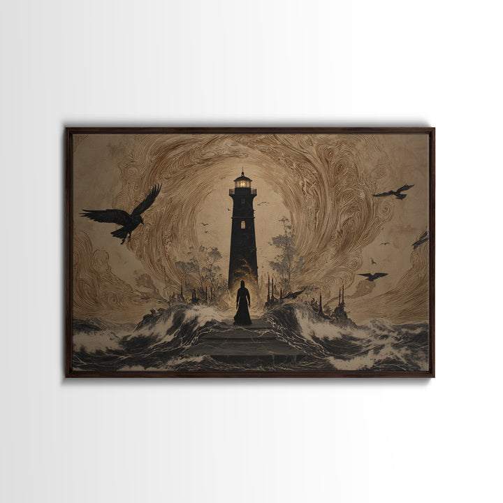 The Cursed Lighthouse, Symbolist Gothic Landscape, Landscape Wall Art, Dark Fantasy Wall Art, Canvas Print, Halloween Wall Art