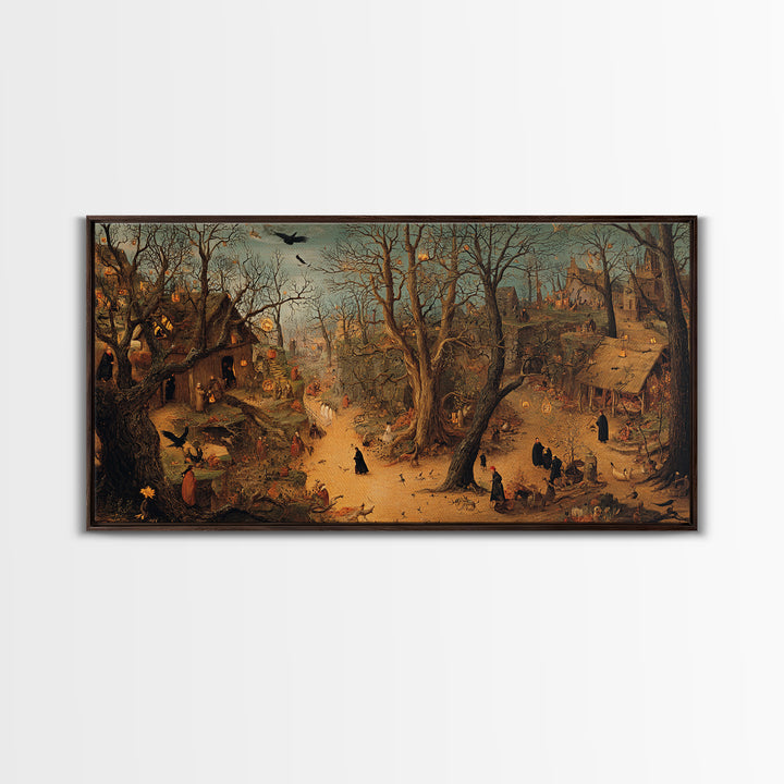 The Witch'S Forest, Northern Renaissance Horror, Wide Panoramic Art, Gothic Horror Wall Art, Framed Canvas Print