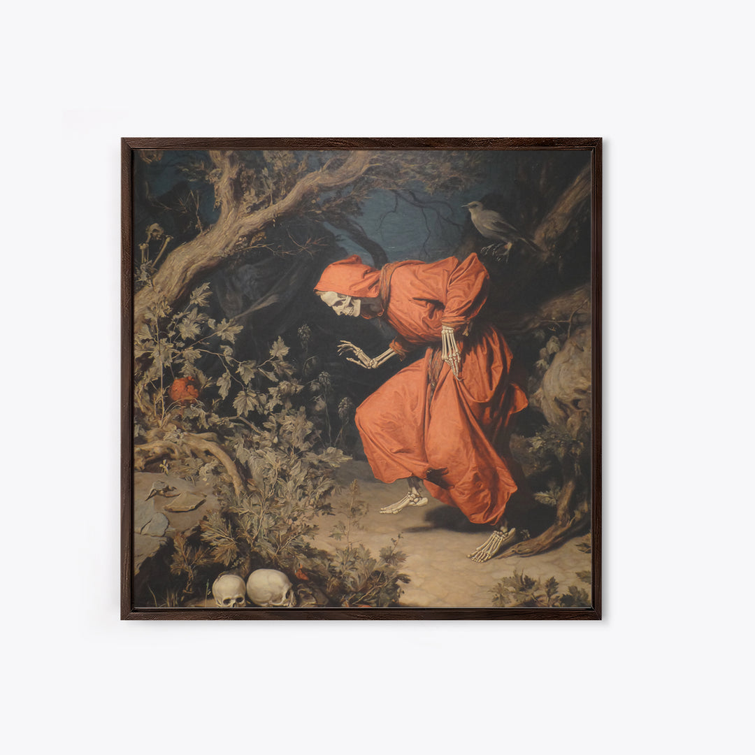 The Witch'S Forest, Danse Macabre Art, Square Wall Art, Dark Halloween Decor, Canvas Print, Halloween Wall Art
