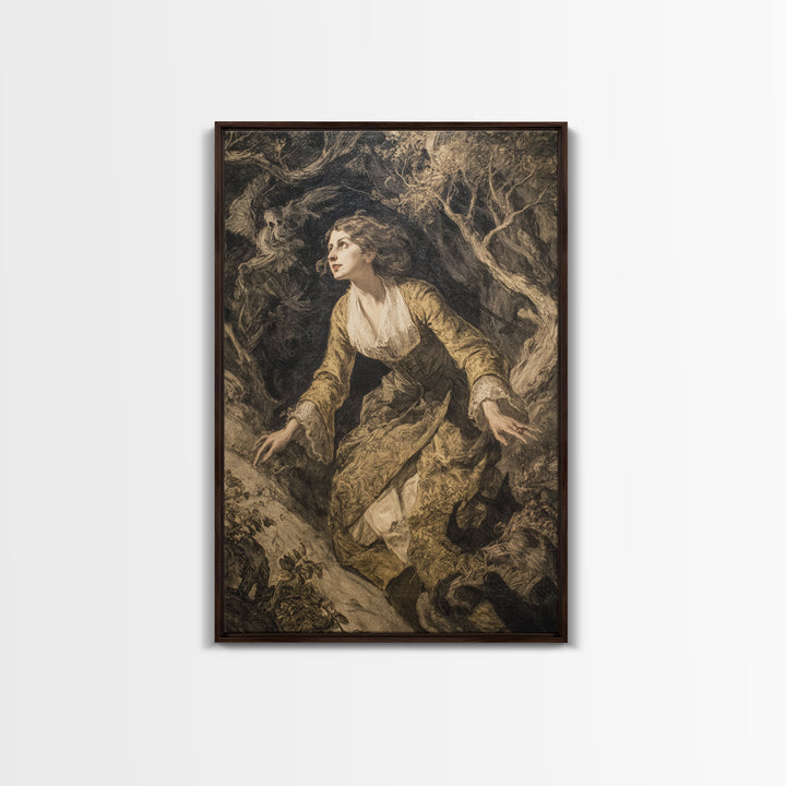 The Witch'S Forest, Dark Romantic Horror Art, Vertical Wall Art, Macabre Wall Art, Canvas Print, Halloween Wall Art, Dark Fantasy Art