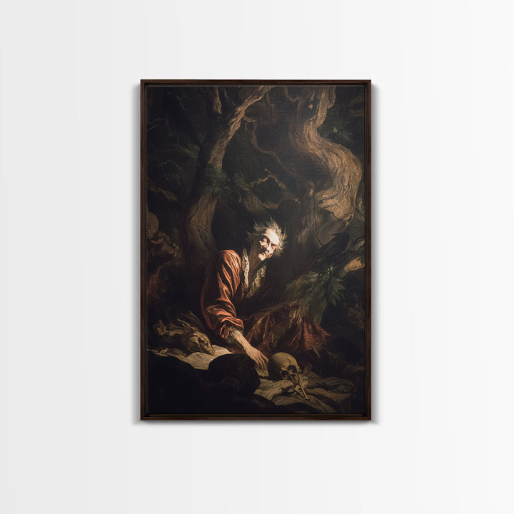 The Witch'S Forest, Gothic Nightmare Art, Vertical Wall Art, Dark Halloween Decor, Framed Canvas Print, Halloween Wall Art