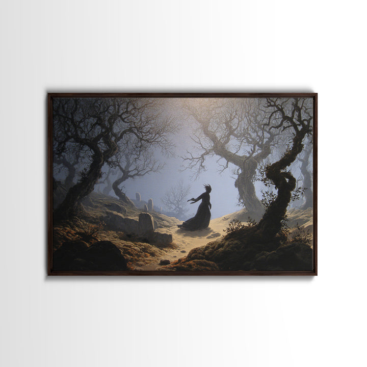 The Witch'S Forest, Romantic Gothic Landscape, Landscape Wall Art, Dark Fantasy Wall Art, Framed Canvas Print, Halloween Wall Art