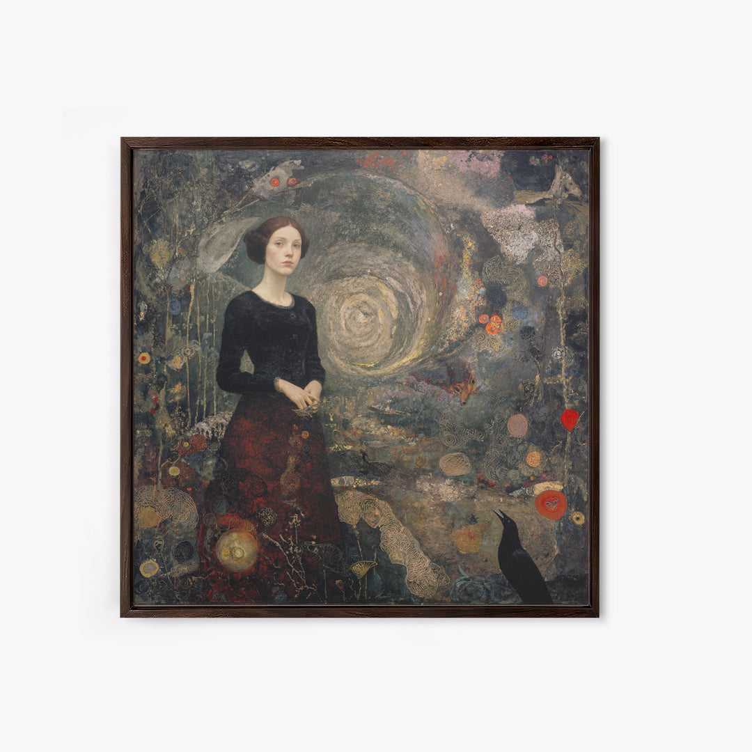 The Witch'S Forest, Symbolist Dream Art, Square Wall Art, Dark Halloween Decor, Canvas Print, Halloween Wall Art, Gothic Home Decor