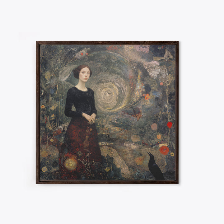 The Witch'S Forest, Symbolist Dream Art, Square Wall Art, Dark Halloween Decor, Canvas Print, Halloween Wall Art, Gothic Home Decor