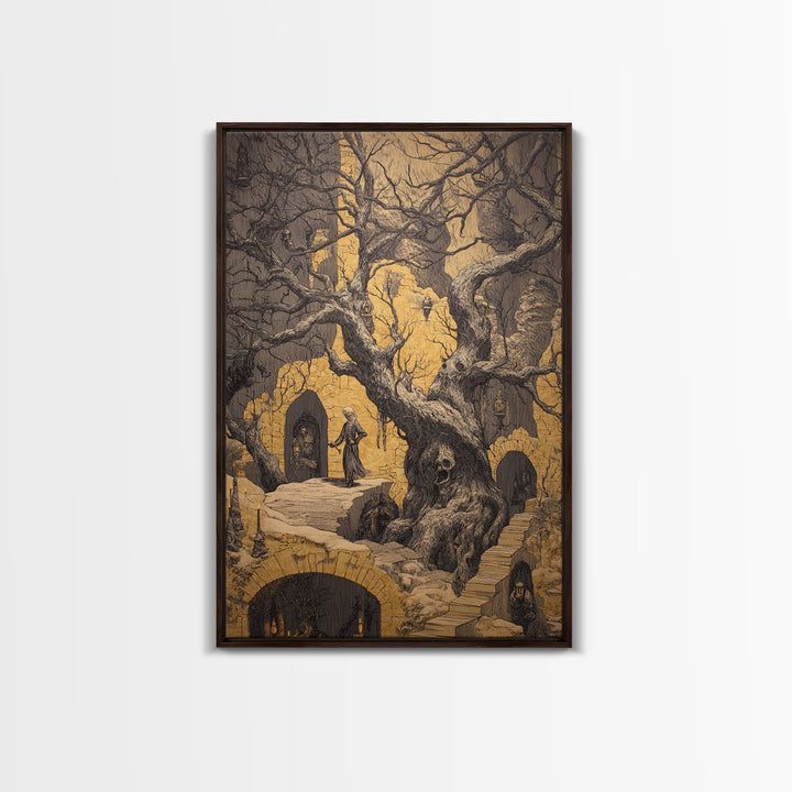 The Witch'S Forest, Victorian Macabre Art, Vertical Wall Art, Macabre Wall Art, Canvas Print, Halloween Wall Art, Gothic Home Decor