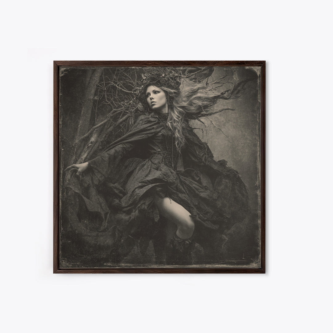 The Witch'S Forest, Biomechanical Horror Art, Square Wall Art, Dark Fantasy Wall Art, Canvas Print, Halloween Wall Art, Seasonal Home Decor