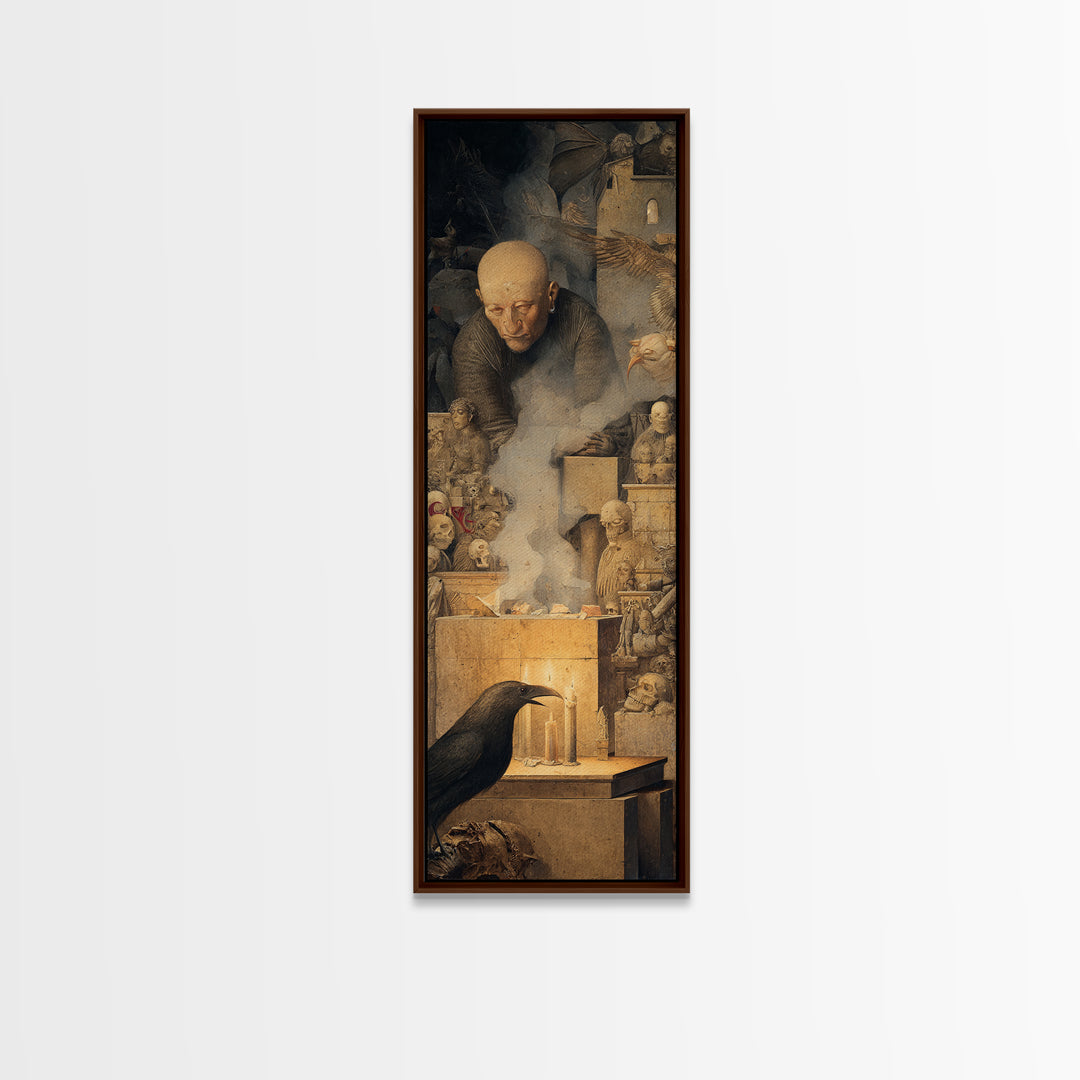The Forgotten Crypt, Medieval Grotesque Art, Tall Narrow Wall Art, Macabre Wall Art, Canvas Print, Halloween Wall Art