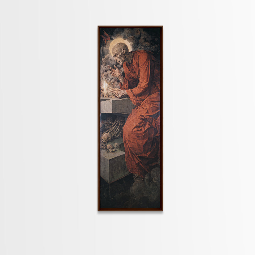 The Forgotten Crypt, Dark Renaissance Art, Tall Narrow Wall Art, Macabre Wall Art, Canvas Print, Halloween Wall Art