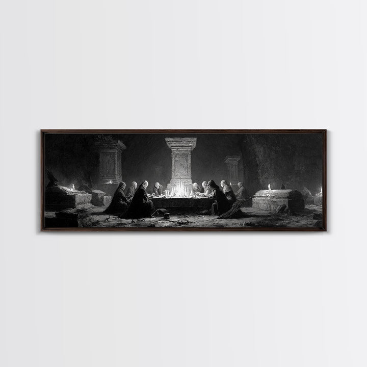 The Forgotten Crypt, Dark Romantic Horror Art, Extra Wide Wall Art, Dark Fantasy Wall Art, Canvas Print, Halloween Wall Art