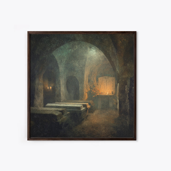 The Forgotten Crypt, Symbolist Dream Art, Square Wall Art, Macabre Wall Art, Canvas Print, Halloween Wall Art, Dark Fantasy Art