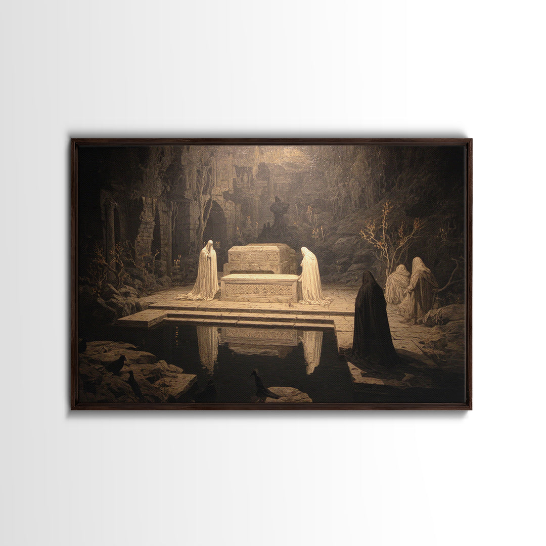 The Forgotten Crypt, Symbolist Gothic Landscape, Landscape Wall Art, Dark Halloween Decor, Canvas Print, Halloween Wall Art