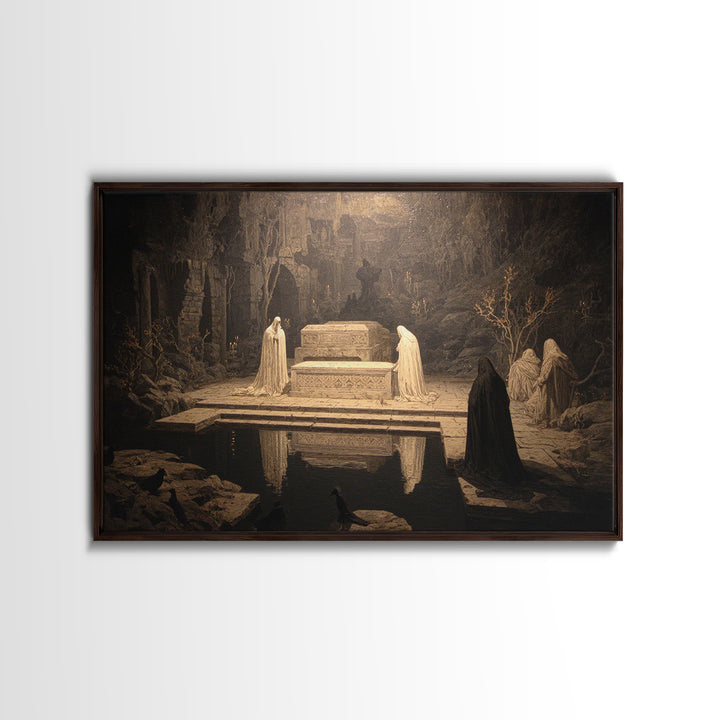 The Forgotten Crypt, Symbolist Gothic Landscape, Landscape Wall Art, Dark Halloween Decor, Canvas Print, Halloween Wall Art