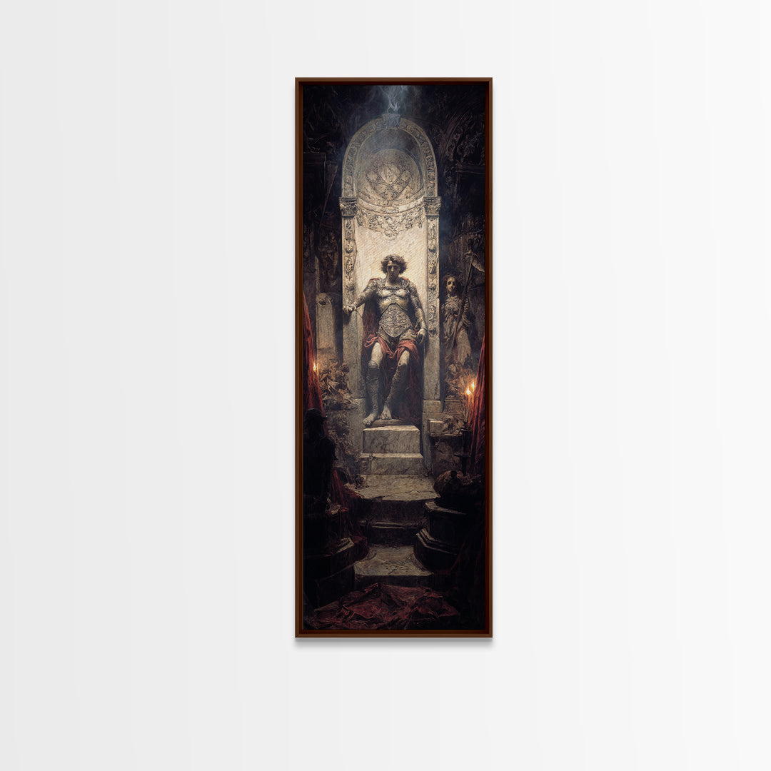 The Forgotten Crypt, Ornate Symbolist Art, Tall Narrow Wall Art, Dark Halloween Decor, Framed Canvas Print, Halloween Wall Art