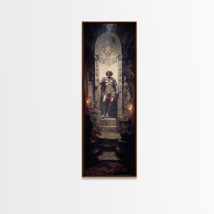 The Forgotten Crypt, Ornate Symbolist Art, Tall Narrow Wall Art, Dark Halloween Decor, Framed Canvas Print, Halloween Wall Art