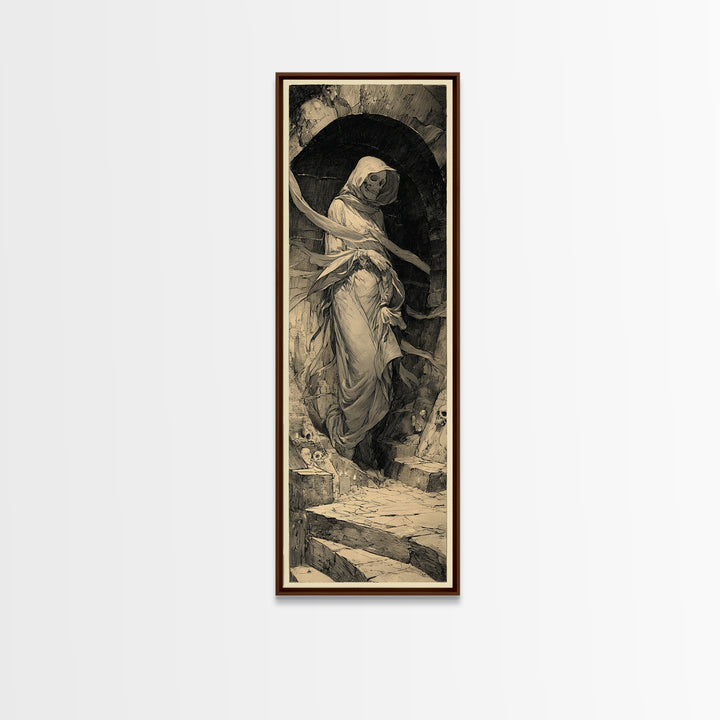 The Forgotten Crypt, Decadent Gothic Art, Tall Narrow Wall Art, Dark Fantasy Wall Art, Canvas Print, Halloween Wall Art