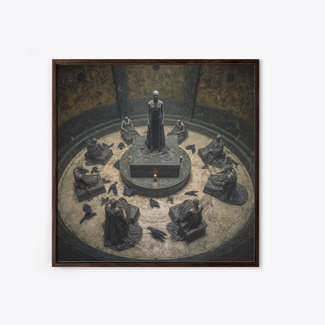 The Forgotten Crypt, Dark Symbolist Art, Square Wall Art, Macabre Wall Art, Canvas Print, Halloween Wall Art, Horror Wall Art