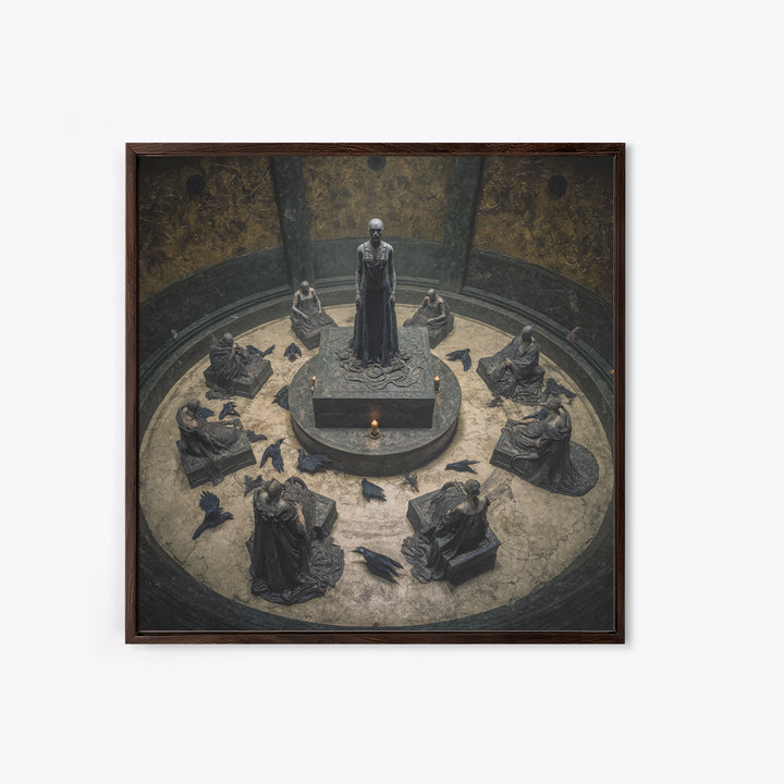 The Forgotten Crypt, Dark Symbolist Art, Square Wall Art, Macabre Wall Art, Canvas Print, Halloween Wall Art, Horror Wall Art