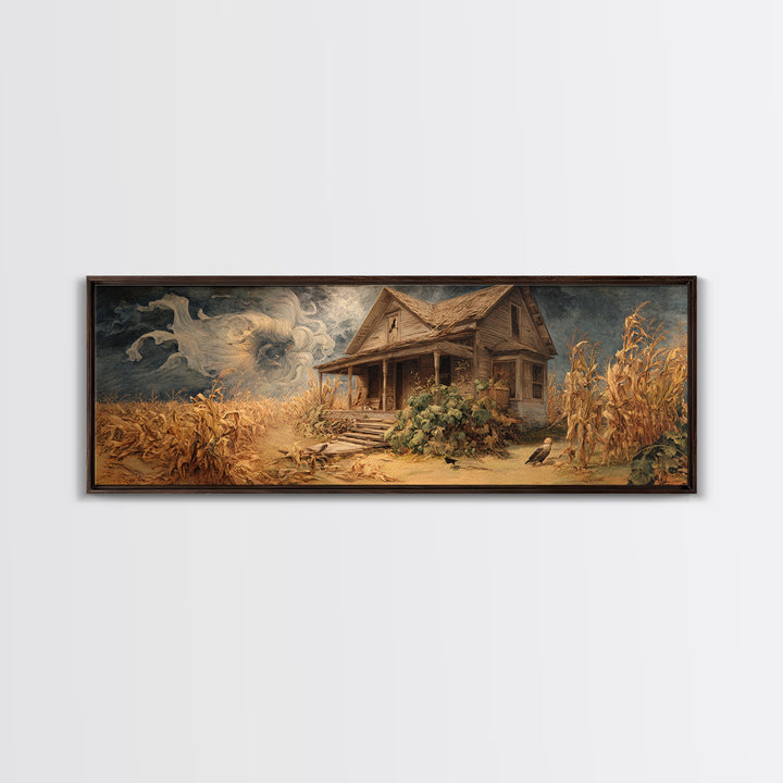 The Possessed Farmhouse, Dark Renaissance Art, Extra Wide Wall Art, Gothic Horror Wall Art, Canvas Print, Halloween Wall Art