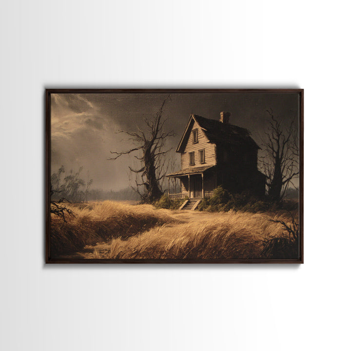 The Possessed Farmhouse, Baroque Witchcraft Art, Landscape Wall Art, Dark Halloween Decor, Canvas Print, Halloween Wall Art