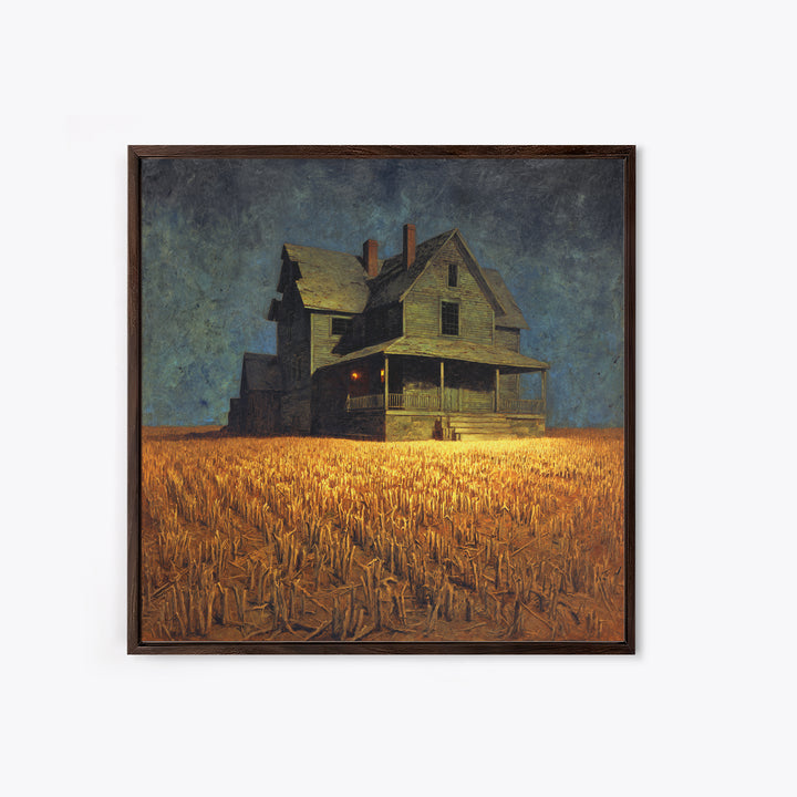 The Possessed Farmhouse, Dark Symbolist Art, Square Wall Art, Dark Fantasy Wall Art, Canvas Print, Halloween Wall Art