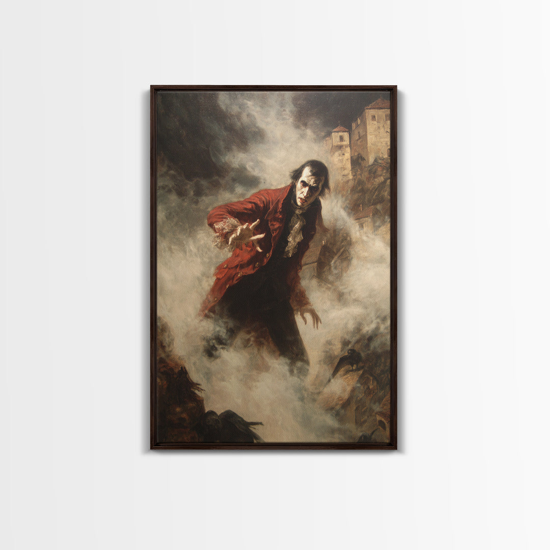 The Vampire Castle, Dark Romantic Horror Art, Vertical Wall Art, Macabre Wall Art, Canvas Print, Halloween Wall Art, Seasonal Home Decor