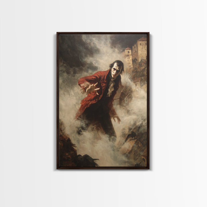 The Vampire Castle, Dark Romantic Horror Art, Vertical Wall Art, Macabre Wall Art, Canvas Print, Halloween Wall Art, Seasonal Home Decor