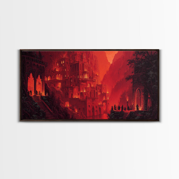 The Vampire Castle, Apocalyptic Romantic Art, Wide Panoramic Art, Dark Halloween Decor, Canvas Print, Halloween Wall Art, Horror Wall Art