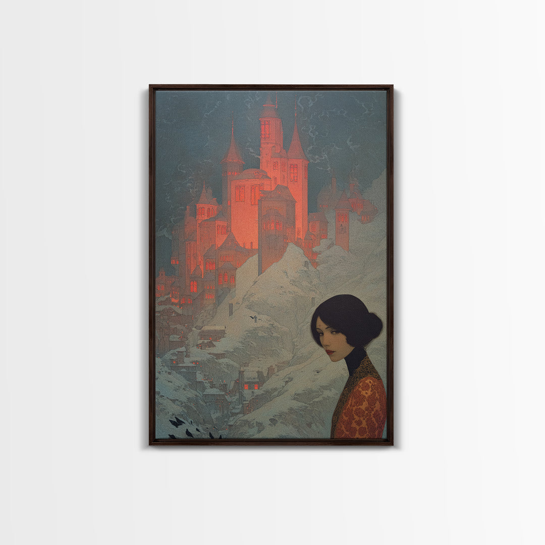 The Vampire Castle, Symbolist Death Art, Vertical Wall Art, Macabre Wall Art, Canvas Print, Halloween Wall Art, Horror Wall Art